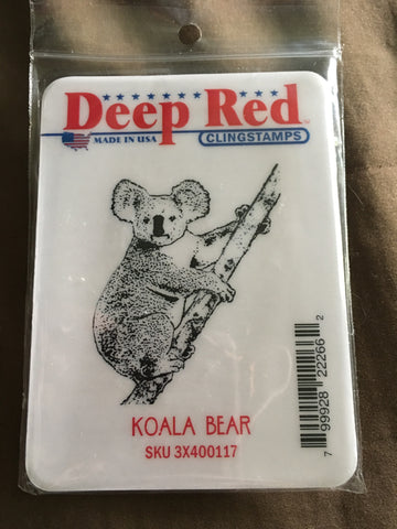 KOALA BEAR DEEP RED RUBBER STAMPS