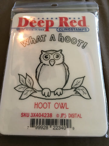 HOOT OWL DEEP RED RUBBER STAMPS