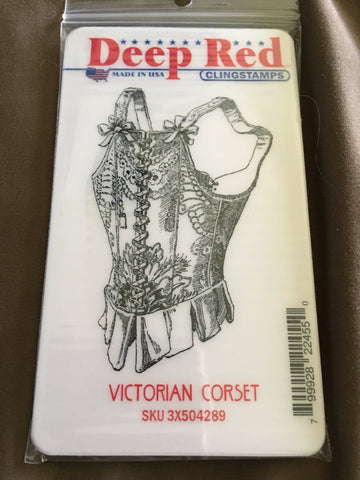 VICTORIAN CORSET DEEP RED RUBBER STAMPS