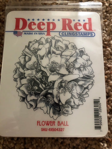 FLOWER BALL - DEEP RED RUBBER STAMPS