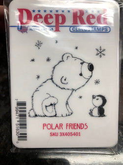 POLAR FRIENDS DEEP RED RUBBER STAMPS