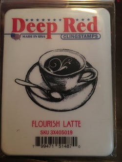 FLOURISH LATTE - DEEP RED RUBBER STAMPS