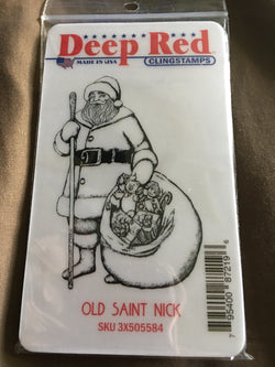 OLD SAINT NICK DEEP RED RUBBER STAMPS
