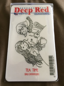 TEA TIME DEEP RED RUBBER STAMPS
