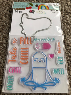 TAKE A CHILL PILL CLEAR STAMP AND DIE SET RECOLLECTIONS