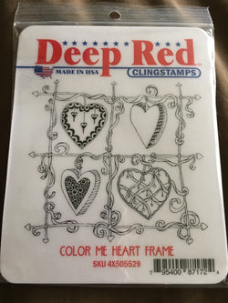 COLOR ME HEART FRAME DEEP RED RUBBER STAMPS