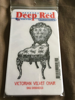 VICTORIAN VELCET CHAIR DEEP RED RUBBER STAMPS
