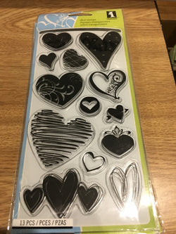 HEARTS - Inkadinkado clear cling stamps