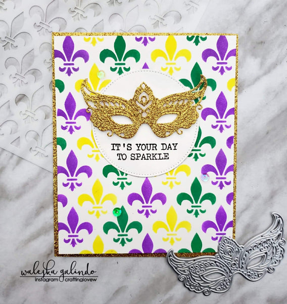 YEAR END SALE - FLEUR PATTERN MARDI GRAS - 6x6 STENCIL - Gina Marie Designs