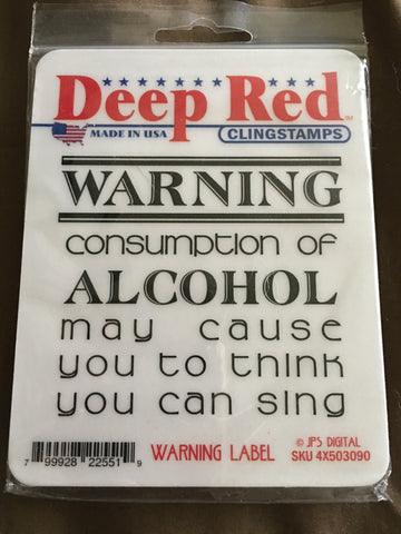 WARNING LABEL DEEP RED RUBBER STAMPS