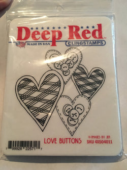 LOVE BUTTONS - DEEP RED RUBBER STAMPS