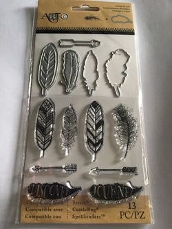 FEATHERS STAMP AND DIE SET - ART C SPELLBINDERS