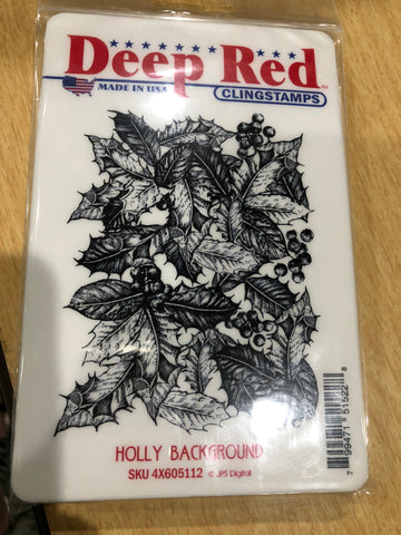 HOLLY BACKGROUND - DEEP RED RUBBER STAMPS