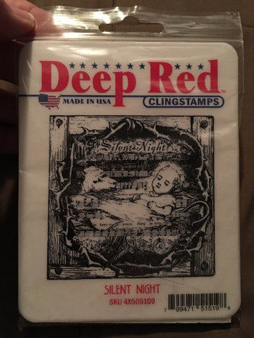 SILENT NIGHT DEEP RED RUBBER STAMPS