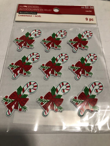 PUFFY CANDY CANES 3D STICKERS - RECOLLECTIONS