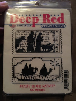 TICKETS TO THE NATIVITY DEEP RED RUBBER STAMPs