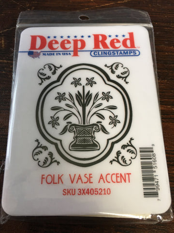 FOLK VASE ACCENT DEEP RED RUBBER STAMPS