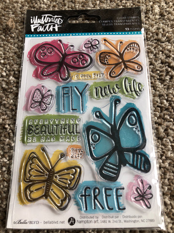 FLY HIGH BUTTERFLIES CLEAR STAMPS - Illustrated faith Hampton arts