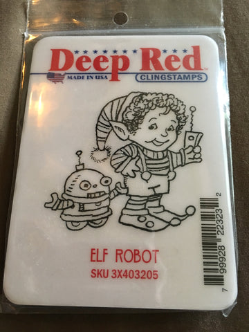 ELF ROBOT - DEEP RED RUBBER STAMPS