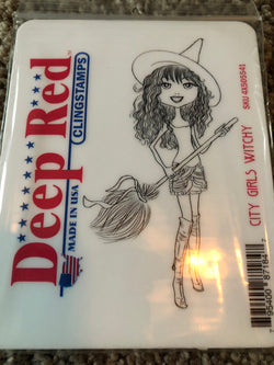 CITY GIRLS WITCHY - DEEP RED RUBBER STAMPS
