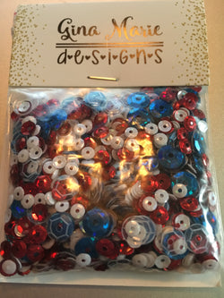 USA RED WHITE & BLUE SEQUIN MIX - Gina Marie Designs