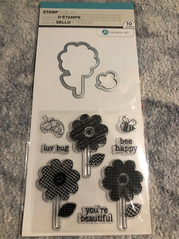PATTERNED FLOWER - HAMPTON CLEAR STAMP AND DIE SET