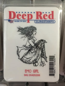 EMO GIRL - DEEP RED RUBBER STAMPS