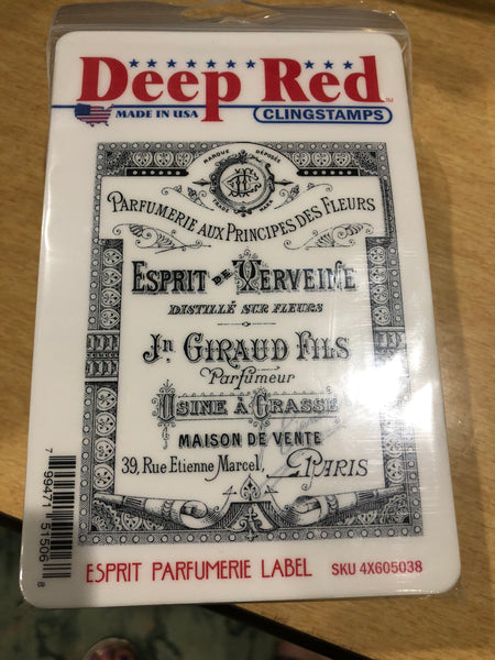 ESPRIT PARFUMERIE LABEL - DEEP RED RUBBER STAMPS