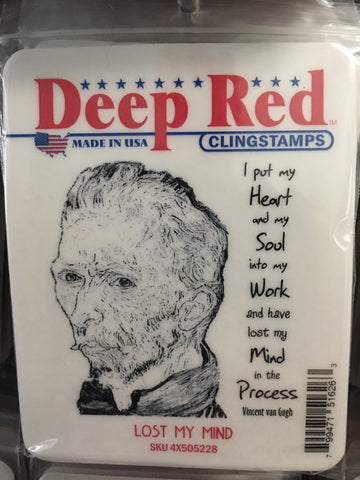 LOST MY MIND DEEP RED RUBBER STAMPS