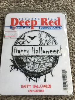 HAPPY HALLOWEEN - DEEP RED RUBBER STAMPS