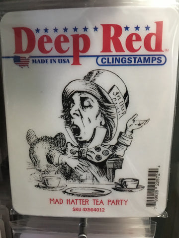 MAD HATTER TEA PARTY DEEP RED RUBBER STAMPS