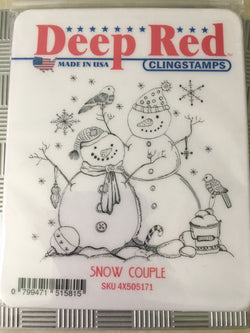 SNOW COUPLE - DEEP RED RUBBER STAMPS