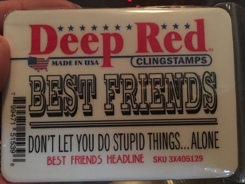 BEST FRIENDS HEADLINE - DEEP RED RUBBER STAMPS