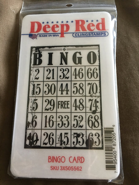 BINGO CARD DEEP RED RUBBER STAMPS
