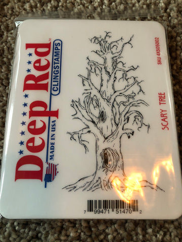 SCARY TREE - DEEP RED RUBBER STAMPS