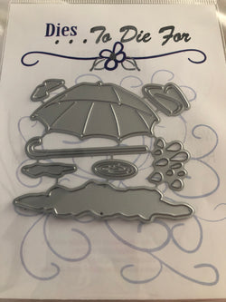 UMBRELLA AND RAIN DROPS DIES - DIES TO DIE FOR