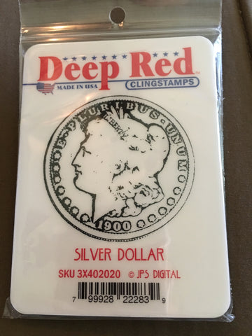 SILVER DOLLAR DEEP RED RUBBER STAMPS