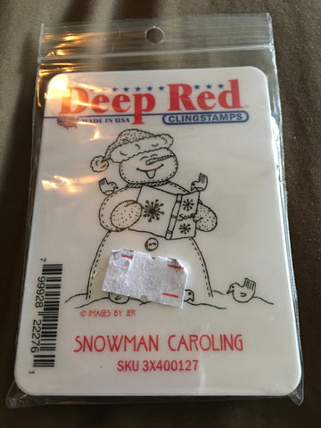SNOWMAN CAROLING - DEEP RED RUBBER STAMPS