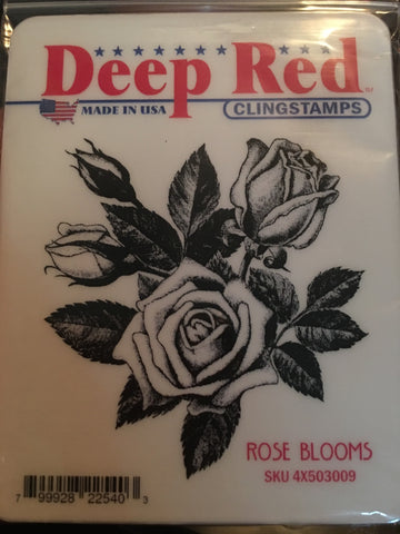 ROSE BLOOMS - DEEP RED RUBBER STAMPS