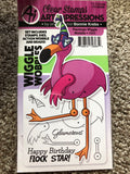 FLAMINGO WIGGLE WOBBLE - CLEAR STAMPS AND DIES ART IMPRESSIONS BONNIE KREBS