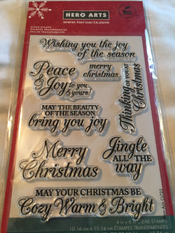 SCRIPTED CHRISTMAS WORDS HERO ARTS CLEAR STAMPS
