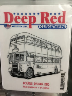 DOUBLE DECKER BUS DEEP RED RUBBER STAMPS