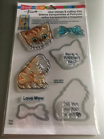 CAT STAMPENDOUS CLEAR STAMP AND DIE SET