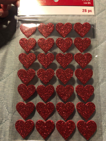 RED FOAM SPARKLE HEARTS VALENTINE - RECOLLECTIONS STICKERS