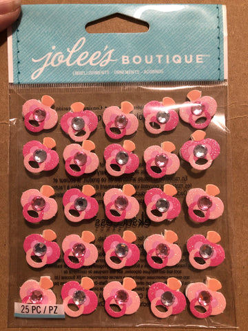 PINK GLITTER PACIFIER REPEATS - Jolee's Boutique Stickers