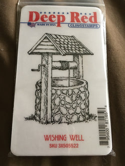 WISHING WELL DEEP RED RUBBER STAMPS