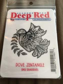 DOVE ZENTANGLE - DEEP RED RUBBER STAMPS