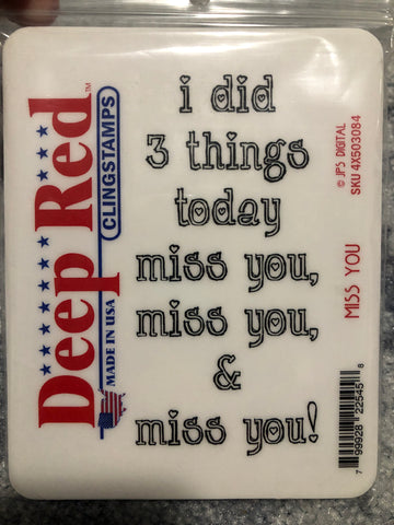 MISS YOU - DEEP RED RUBBER STAMPS