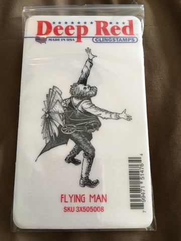 FLYING MAN - DEEP RED RUBBER STAMPS