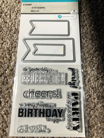 CELEBRATE BANNERS - HAMPTON CLEAR STAMP AND DIE SET